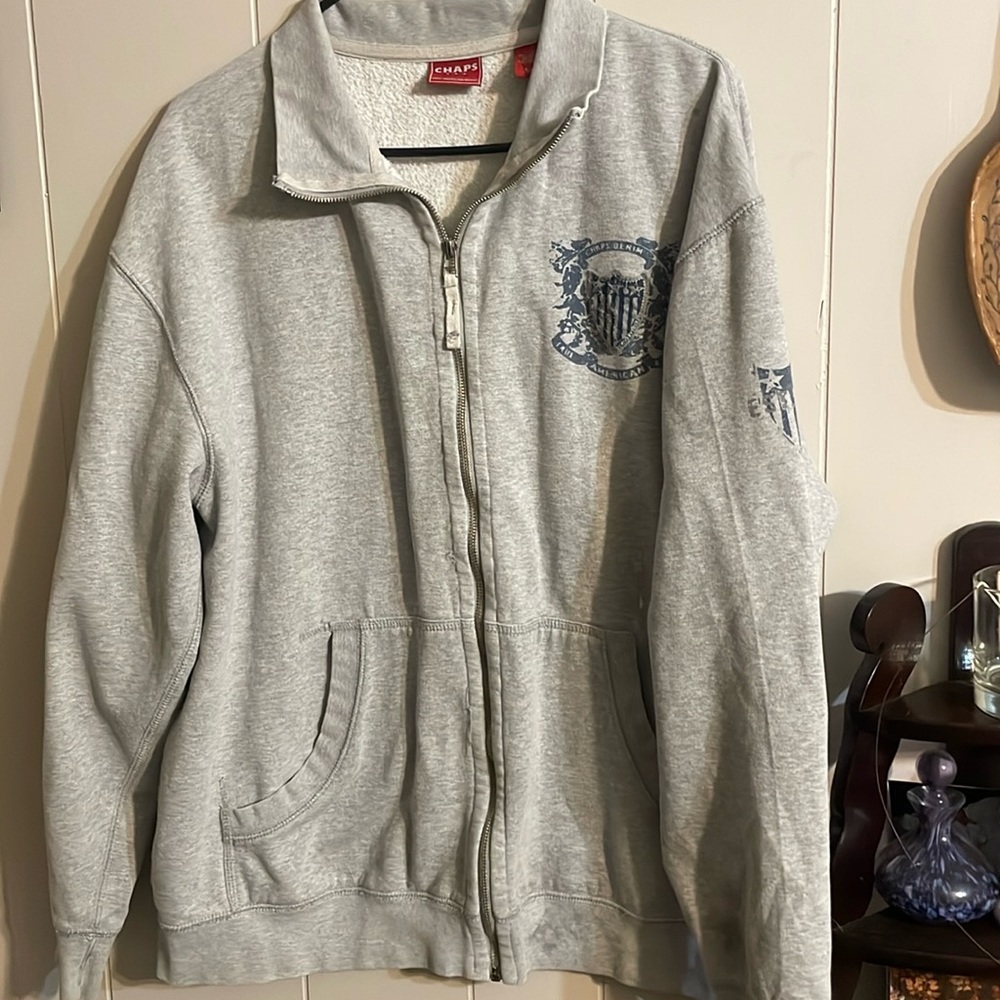 Chaps Men’s Light Gray Full-Zip Hoodie Jacket
